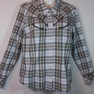 Allen B. Soft Green Plaid Western Snap Shirt